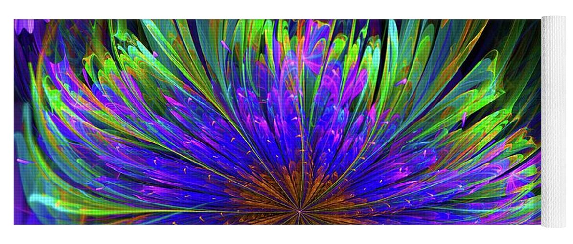 Deep Yoga Mat featuring the digital art Festive tropical flower by Lilia S