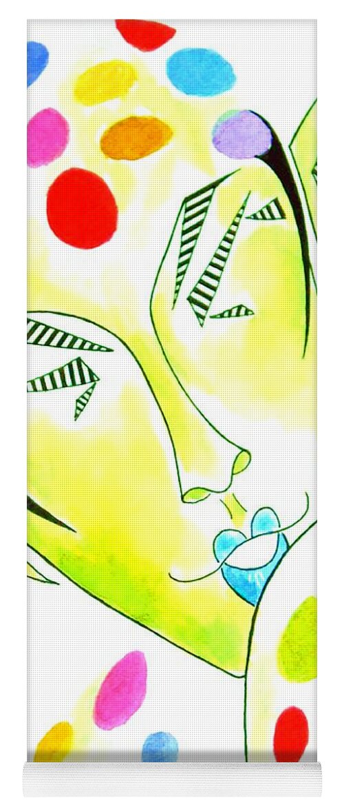 Fairy Yoga Mat featuring the painting Fey -- the original -- Fantasy Elf Portrait with Polka Dots by Jayne Somogy