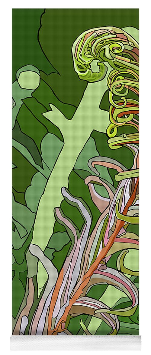 Fiddlehead Yoga Mat featuring the painting Fiddlehead by Jamie Downs