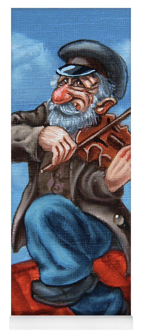 Painting Yoga Mat featuring the painting Fiddler on the Roof. op.#2774.Miniature by Victor Molev