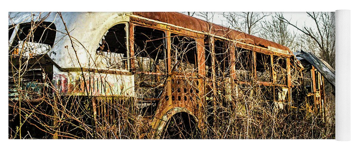 Bus Yoga Mat featuring the photograph Field bus by Jason Hughes