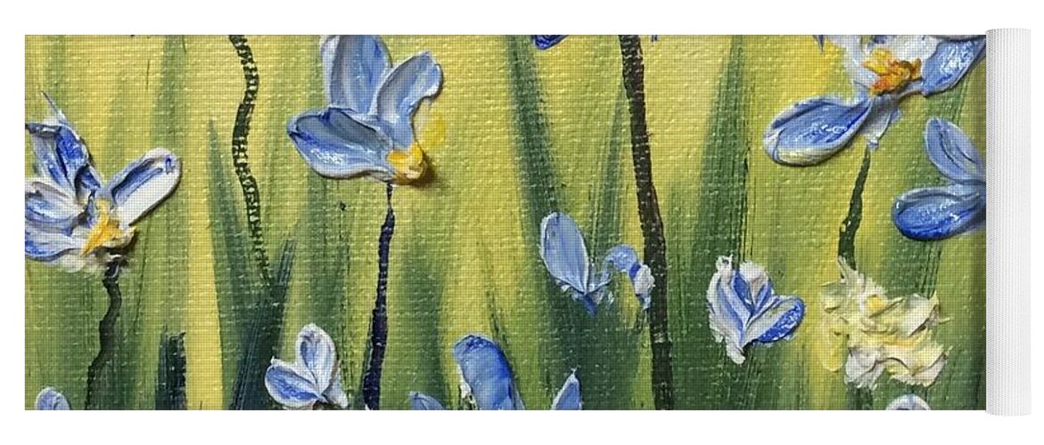 Blue Yoga Mat featuring the painting Field flowers by Cynthia Blair