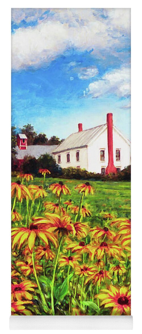 Gardenscape Yoga Mat featuring the painting Field of Black Eyed Susans by Marie Witte