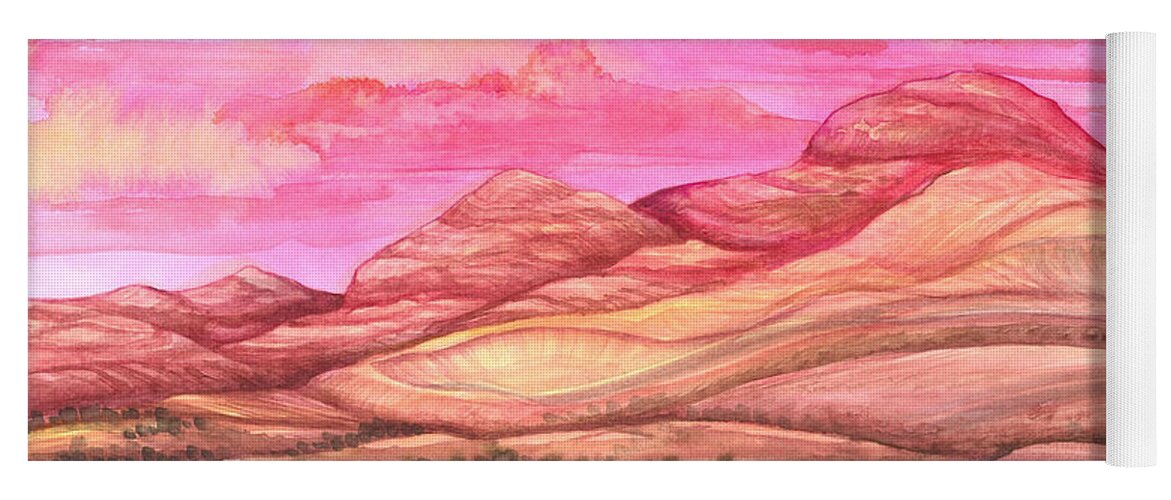 Adria Trail Yoga Mat featuring the painting Fiery Sky by Adria Trail