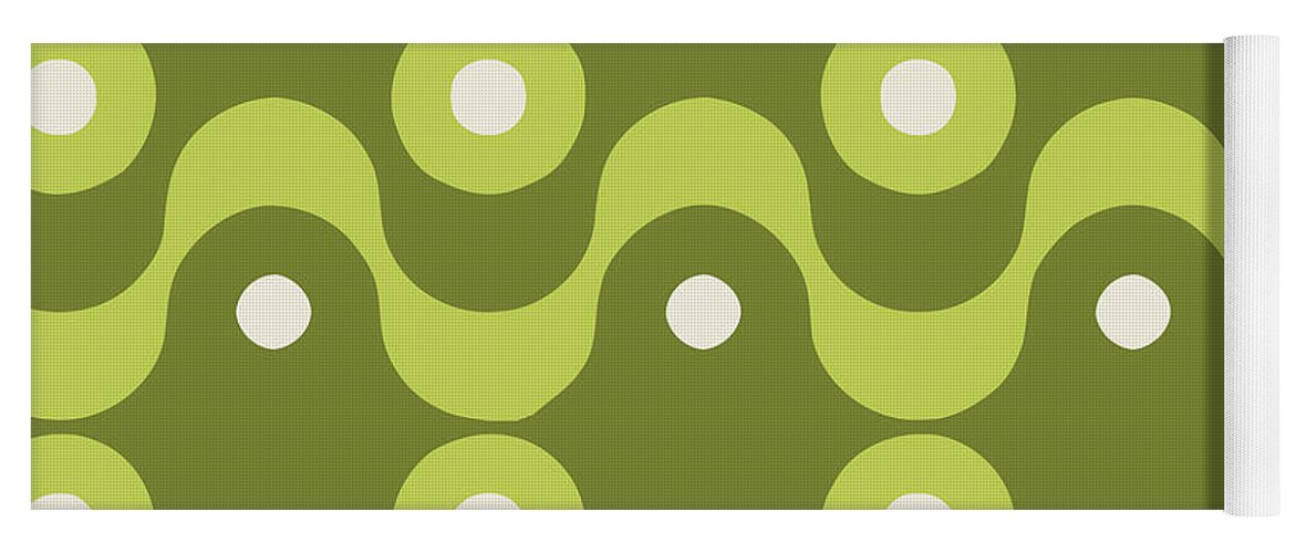 Avocado Green Kitchen Yoga Mat featuring the painting Fifties Kitchen IX by Mindy Sommers