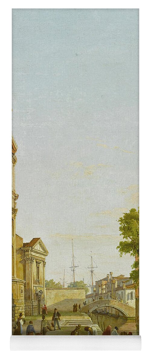 Frans Vervloet Yoga Mat featuring the painting Figures in the Campo della Salute, Venice by Frans Vervloet