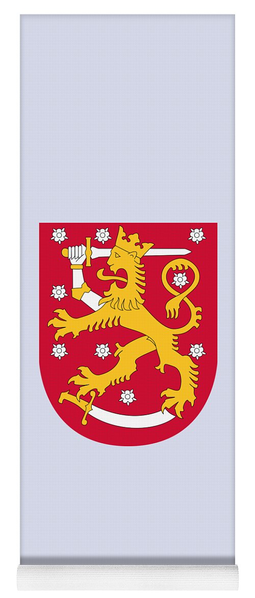 Finland Yoga Mat featuring the drawing Finland Coat of Arms by Movie Poster Prints