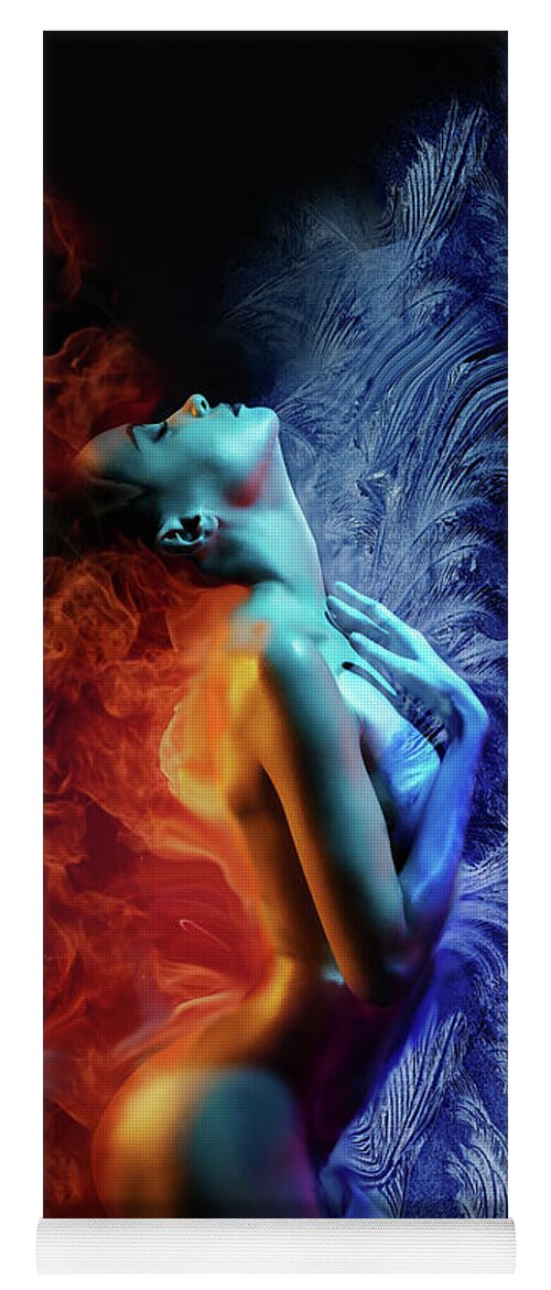 Fire And Ice Yoga Mat featuring the digital art Fire and Ice by Lilia D