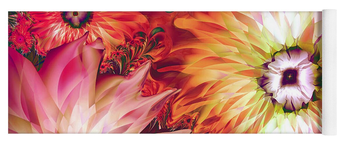 Fractal Yoga Mat featuring the painting Fire Asters by Mindy Sommers