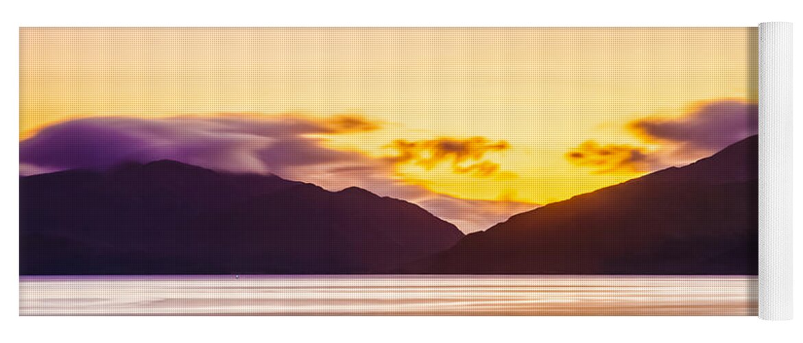 Ballachulish Yoga Mat featuring the photograph Fire in the Mountains. by John Paul Cullen