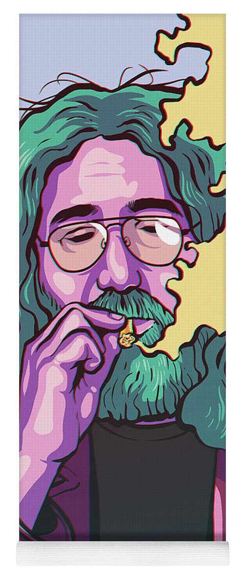 Jerry Garcia Yoga Mat featuring the drawing Fire On The Mountain by Miggs The Artist