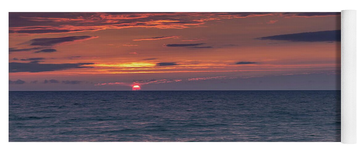 Beach Yoga Mat featuring the photograph First Encounter Beach Sunset by Jen Manganello