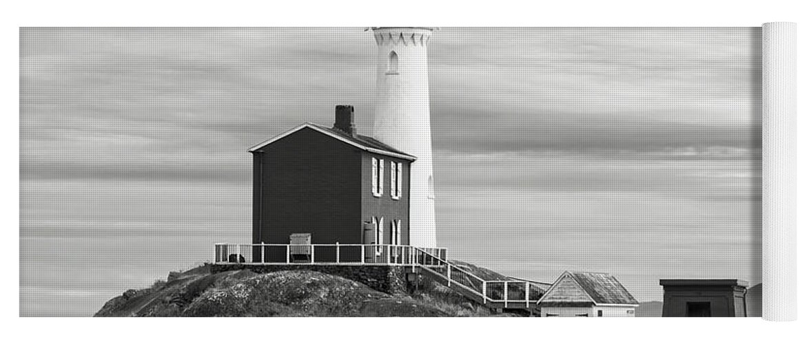 B+w Yoga Mat featuring the photograph Fisgard Lighthouse 3 bw by Jerry Fornarotto