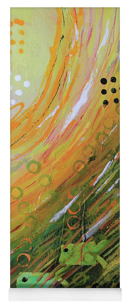 Fish Yoga Mat featuring the mixed media Fish in a Green Sea by April Burton