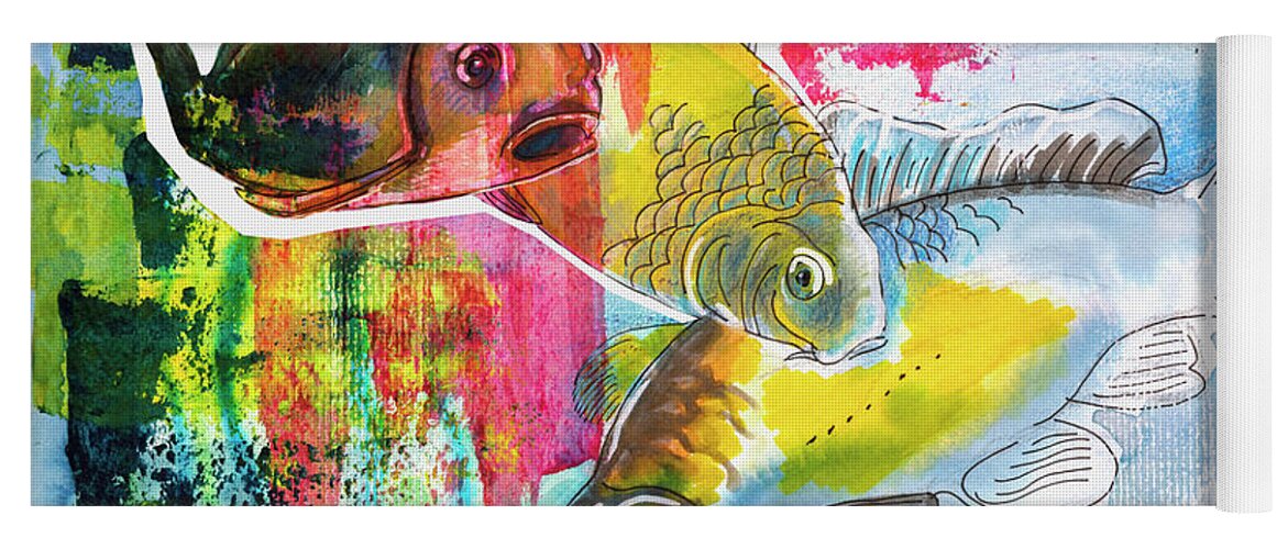 Fishes Yoga Mat featuring the painting Fishes in water, original painting by Ariadna De Raadt
