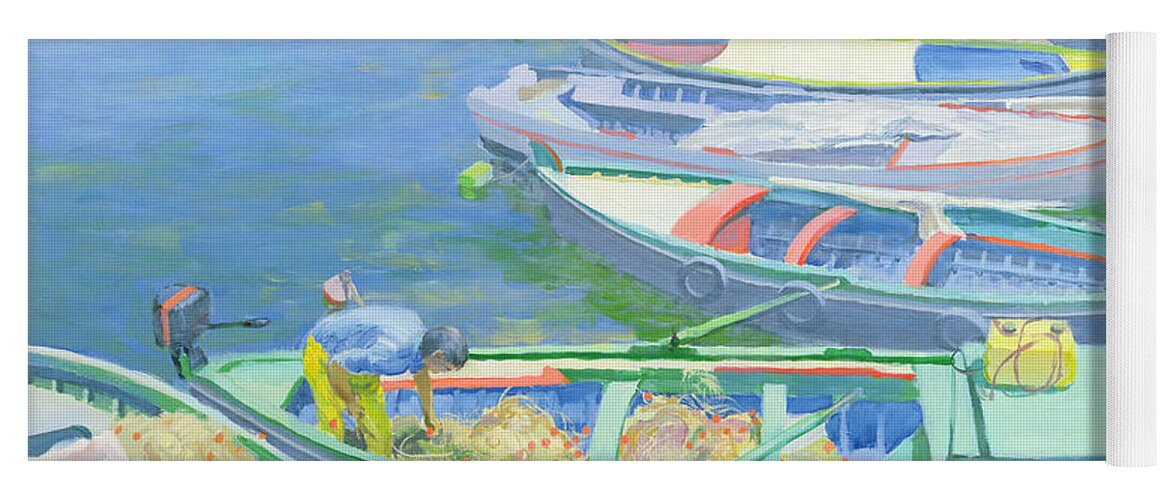 Rowing Boats Yoga Mat featuring the painting Fishing Boats by William Ireland