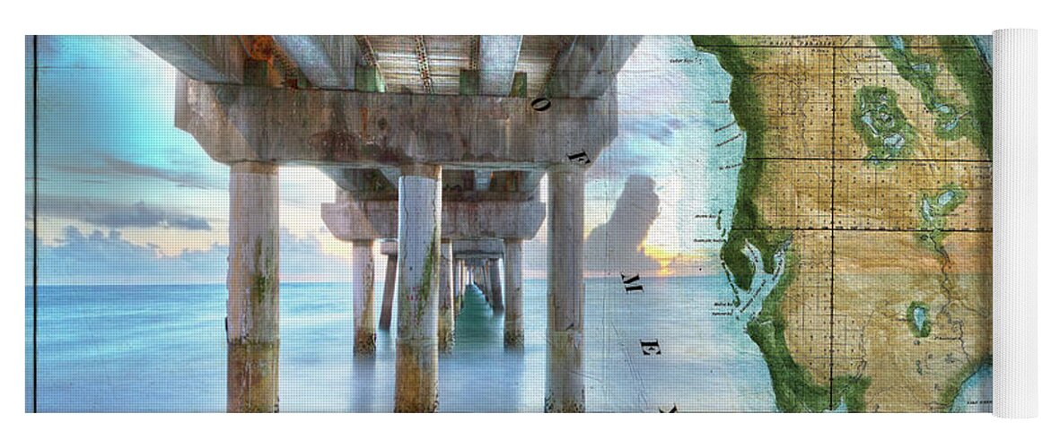 Atlantic Yoga Mat featuring the photograph Fishing Piers of Florida by Debra and Dave Vanderlaan