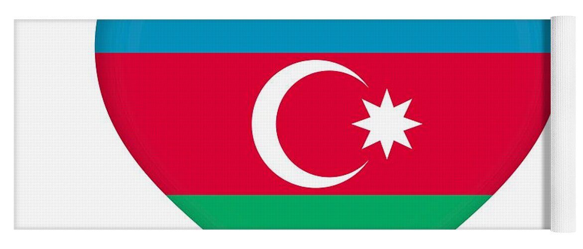 Azerbaijan Yoga Mat featuring the digital art Flag of Azerbaijan Heart by Roy Pedersen