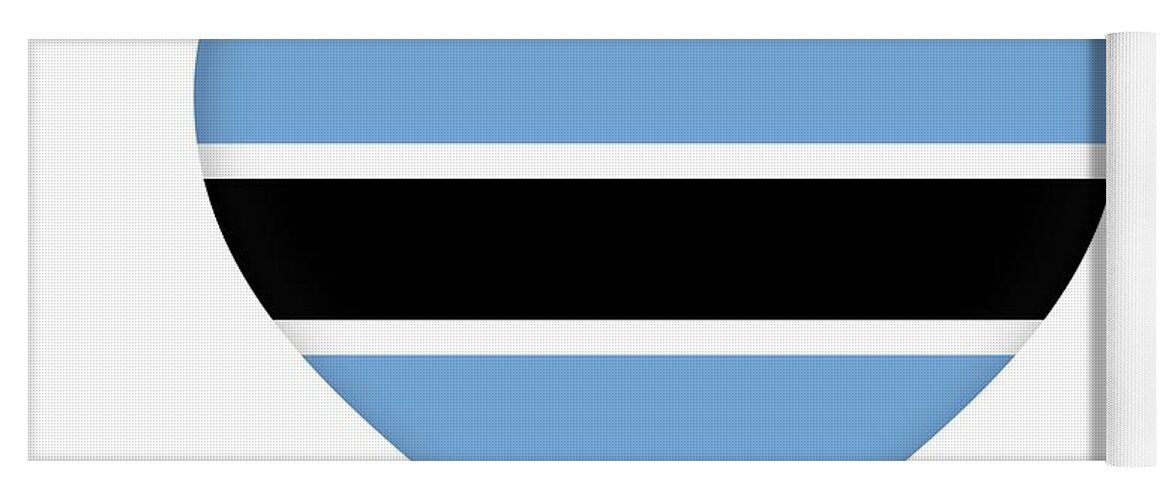  Batswana Yoga Mat featuring the digital art Flag of Botswana Heart by Roy Pedersen