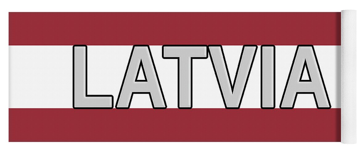 Europe Yoga Mat featuring the digital art Flag of Latvia Word by Roy Pedersen