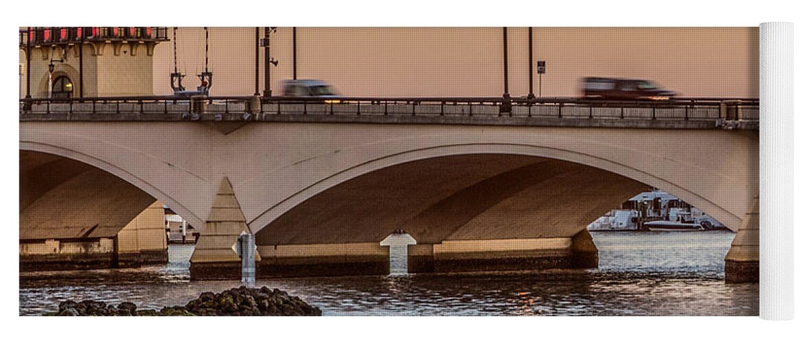 Boats Yoga Mat featuring the photograph Flagler Bridge in the Evening III by Debra and Dave Vanderlaan