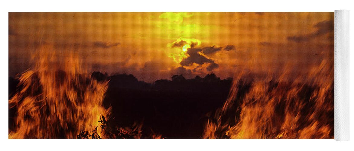 Landscape Yoga Mat featuring the photograph Flaming Sunset by Robert Potts