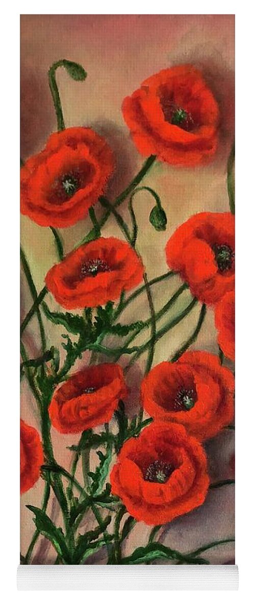 Poppies Yoga Mat featuring the painting Flander Poppies by Rand Burns