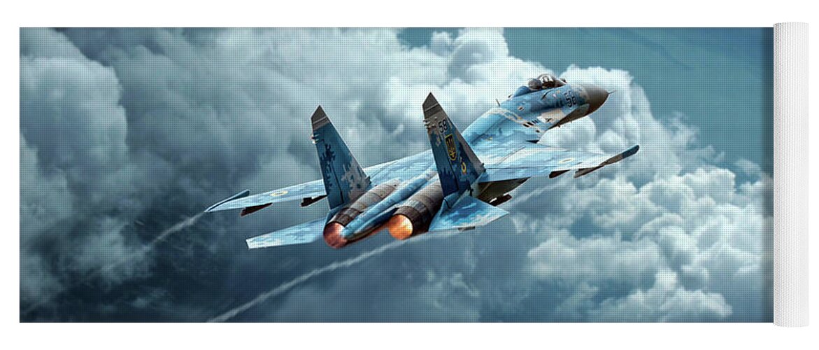 Sukhoi Su-27 Yoga Mat featuring the digital art Flanker Burner by Airpower Art