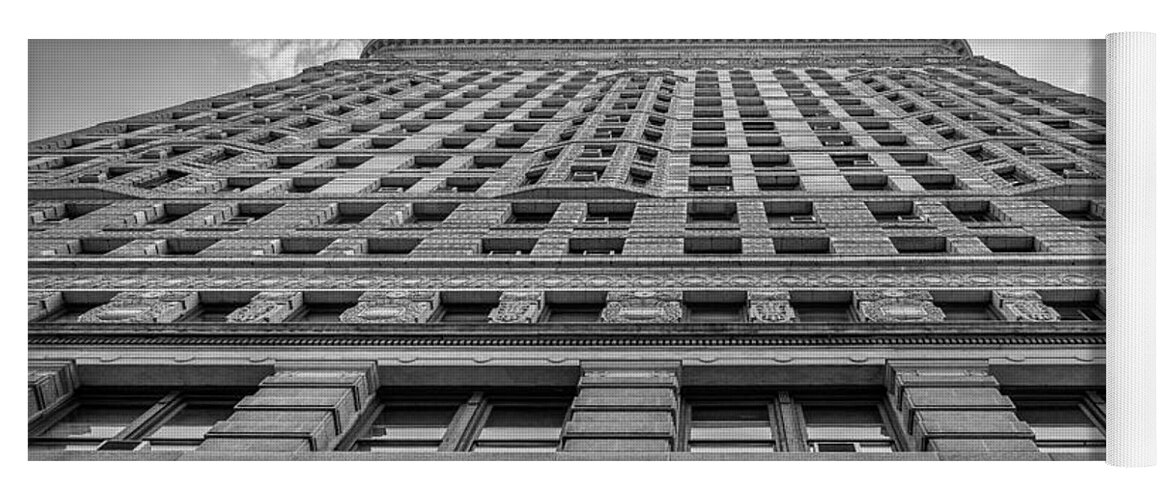 Flatiron Building Yoga Mat featuring the photograph Flatiron Building Sky Black and White by Alissa Beth Photography