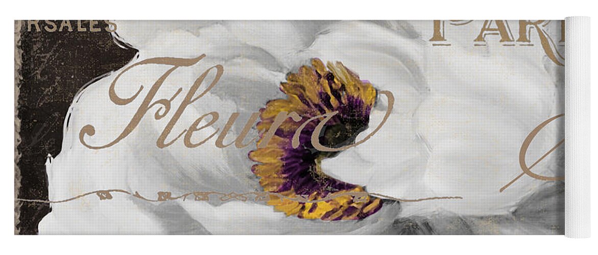 White Peony Yoga Mat featuring the painting Fleurs Blanc by Mindy Sommers