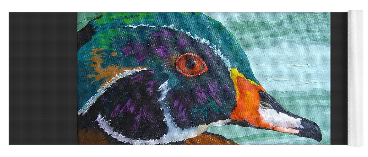 Wood Duck Yoga Mat featuring the painting Floating Jewel by Cheryl Bowman