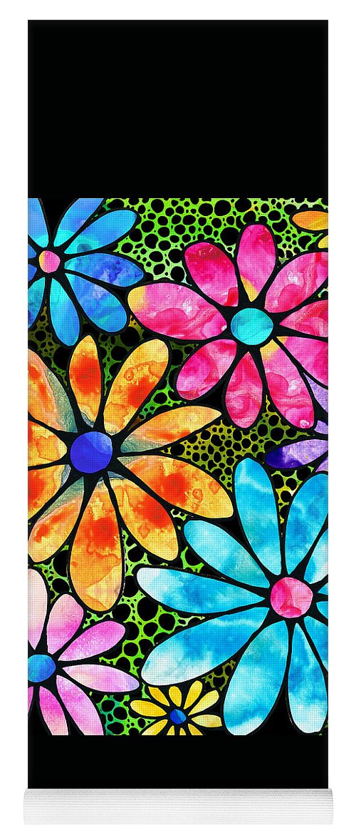 Flower Yoga Mat featuring the painting Floral Art - Big Flower Love - Sharon Cummings by Sharon Cummings
