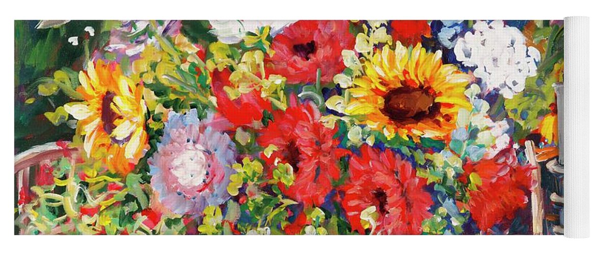 Flowers Yoga Mat featuring the painting Floral Still Life with Candlestick by Ingrid Dohm