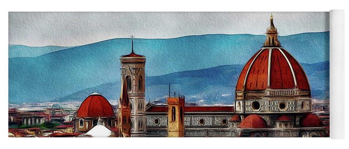 Florence Yoga Mat featuring the painting Florence, Italy by Esoterica Art Agency