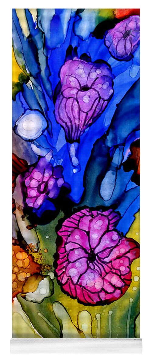 Flower Yoga Mat featuring the painting Flower 3 by Lucie Dumas