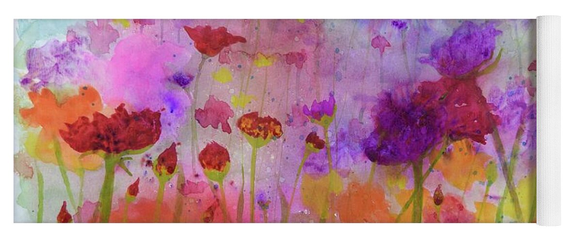  Yoga Mat featuring the painting Flower Frenzy by Barrie Stark