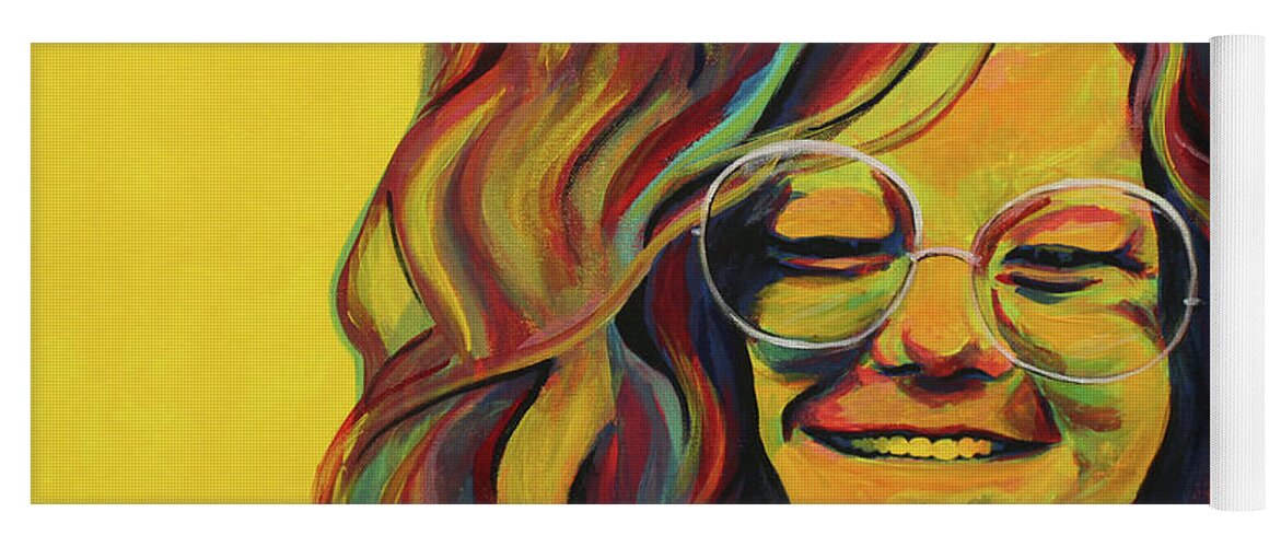 Janis Joplin Yoga Mat featuring the painting Flower in the Sun by Sara Becker