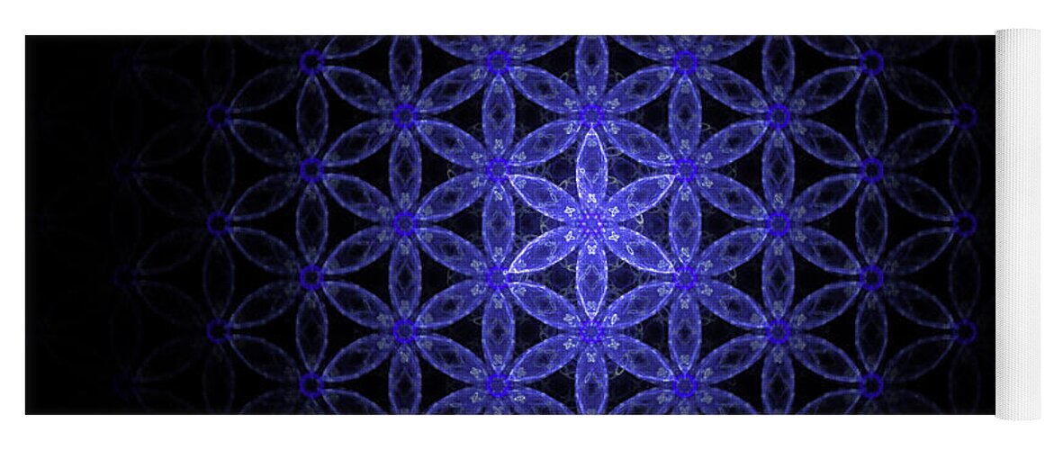 Flower Of Life Yoga Mat featuring the digital art Flower of life in blue by Alexa Szlavics