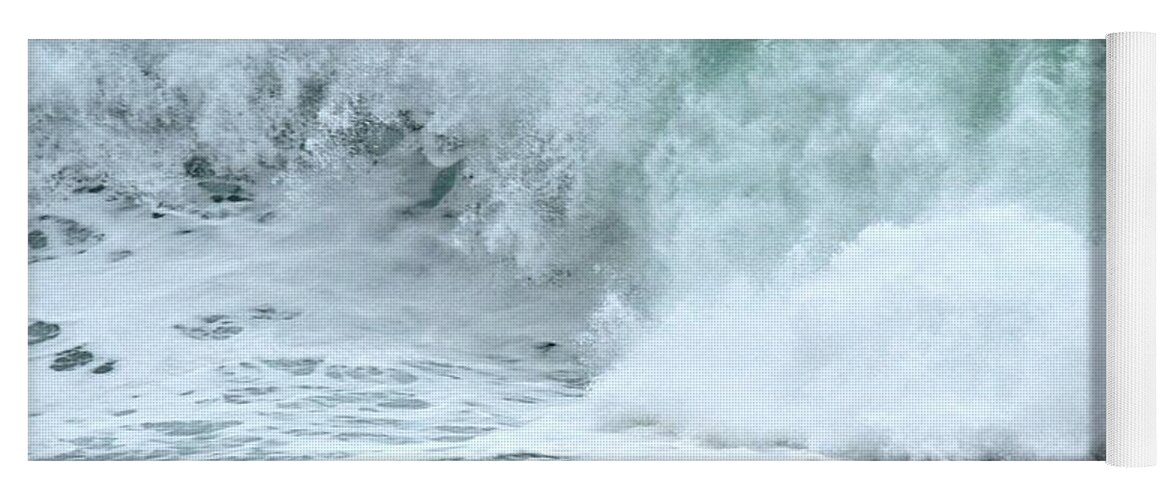 Crashing Waves Yoga Mat featuring the photograph Foamy Wave Crash by Adam Jewell