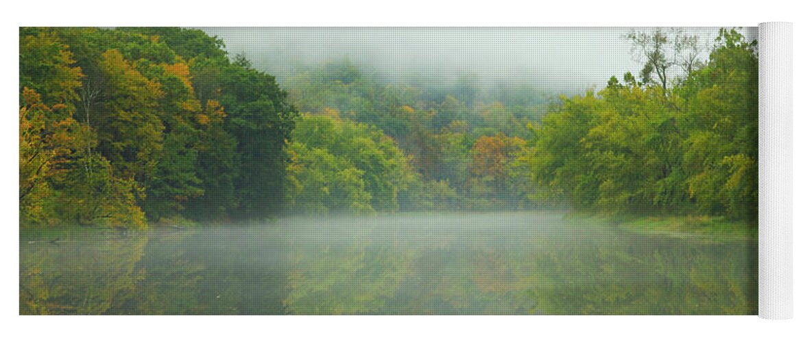 Autumn Yoga Mat featuring the photograph Foggy Reflections by Karol Livote