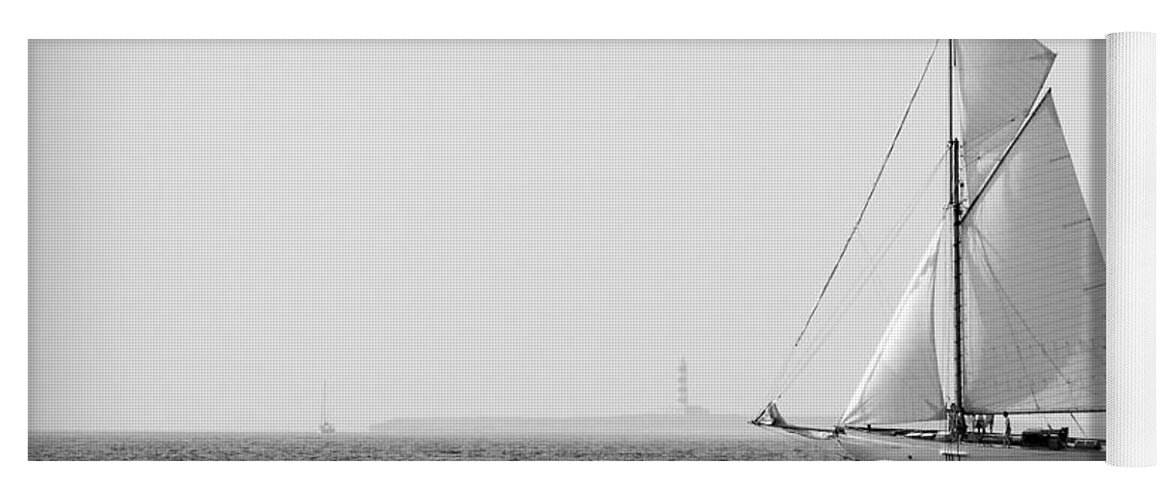 Black Yoga Mat featuring the photograph Foggy Shore In Lighthouse Island by Pedro Cardona Llambias