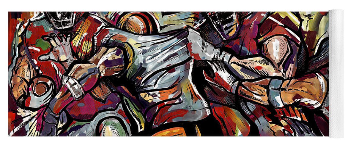 Football Yoga Mat featuring the painting FootBall Frawl by John Gholson