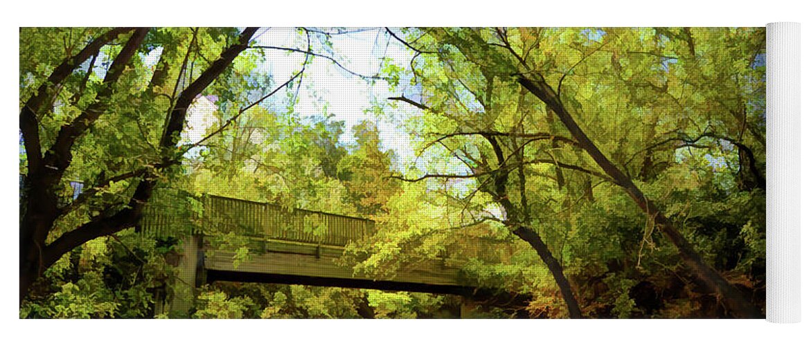 Footbridge Yoga Mat featuring the photograph Footbridge at Bisset Park - Radford Virginia by Kerri Farley