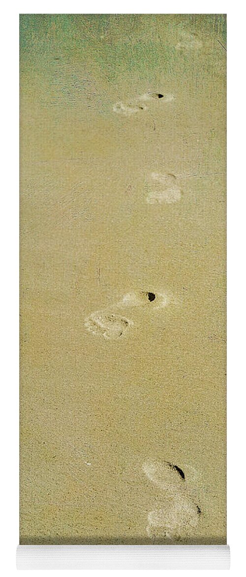 Footprints On The Beach Yoga Mat featuring the photograph Footprints on the Beach by Randy Steele
