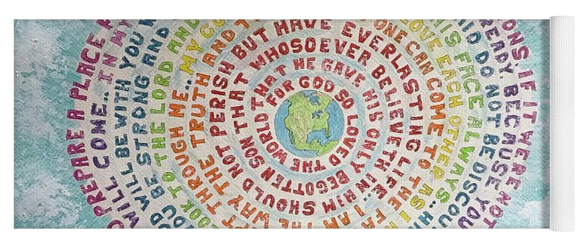 For God So Loved The World Yoga Mat featuring the painting For God So Loved The World by Kathy Marrs Chandler