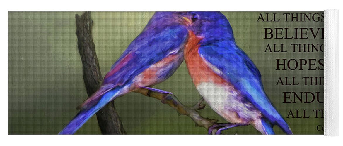 Bluebirds Yoga Mat featuring the photograph For Love Of Bluebirds And Scripture by Sandi OReilly