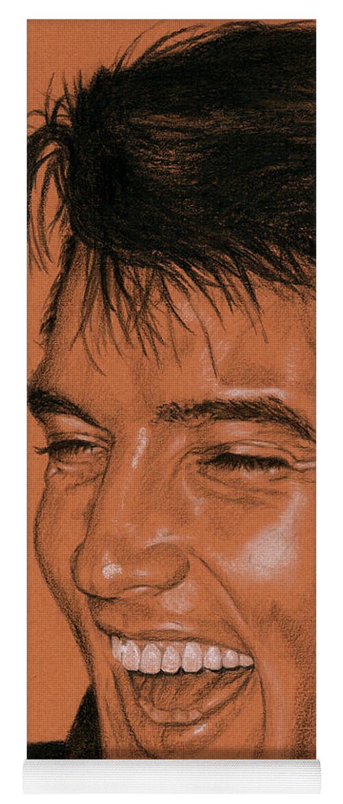 Elvis Yoga Mat featuring the drawing For the good times by Rob De Vries