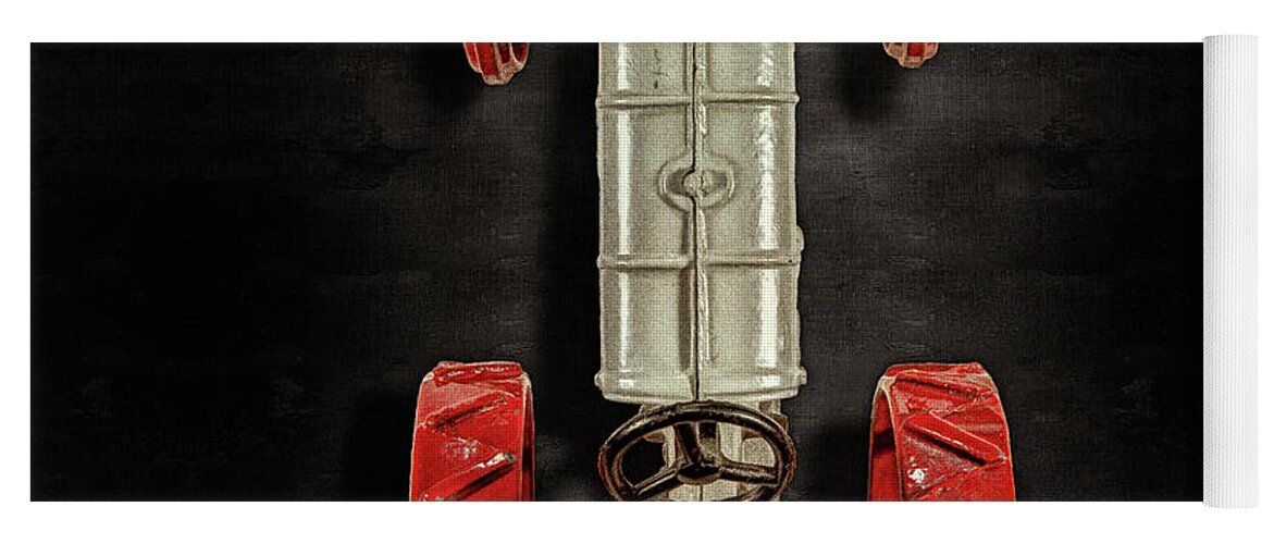 Antique Yoga Mat featuring the photograph Fordson Tractor Top on Black by YoPedro
