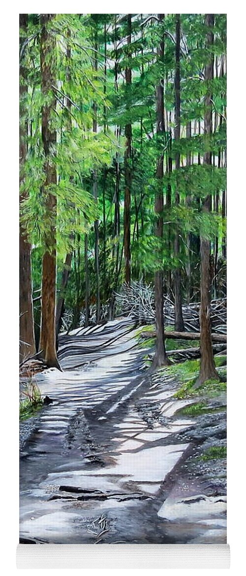 Forest Yoga Mat featuring the painting Forest Path by Marilyn McNish