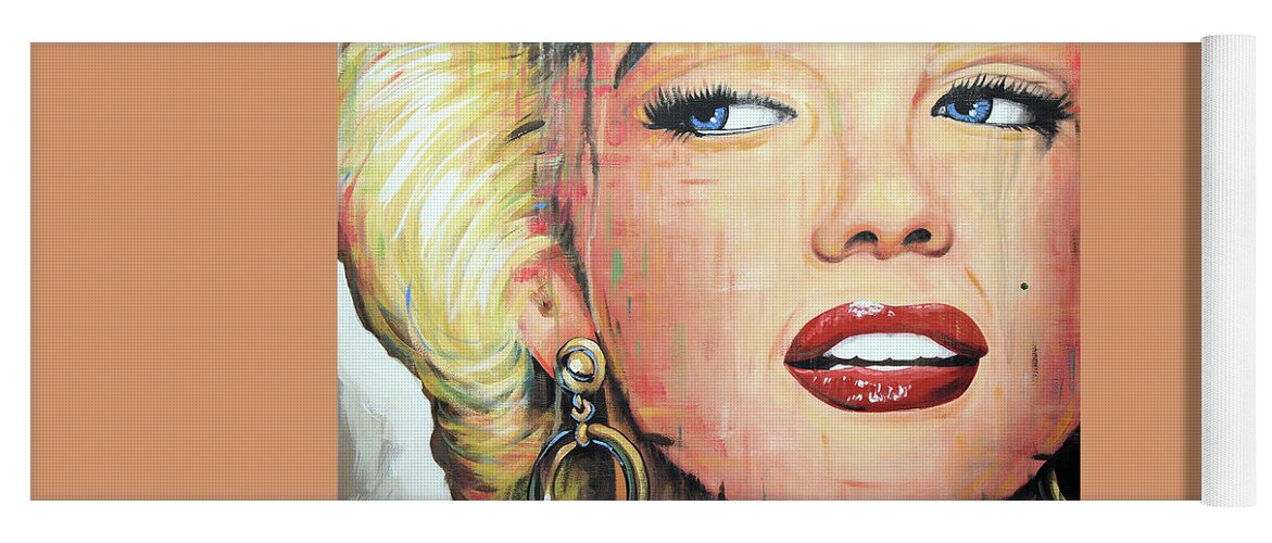 Marilyn Monroe Yoga Mat featuring the painting Forever Young - Marilyn Monroe portrait face art painting by Amy Giacomelli